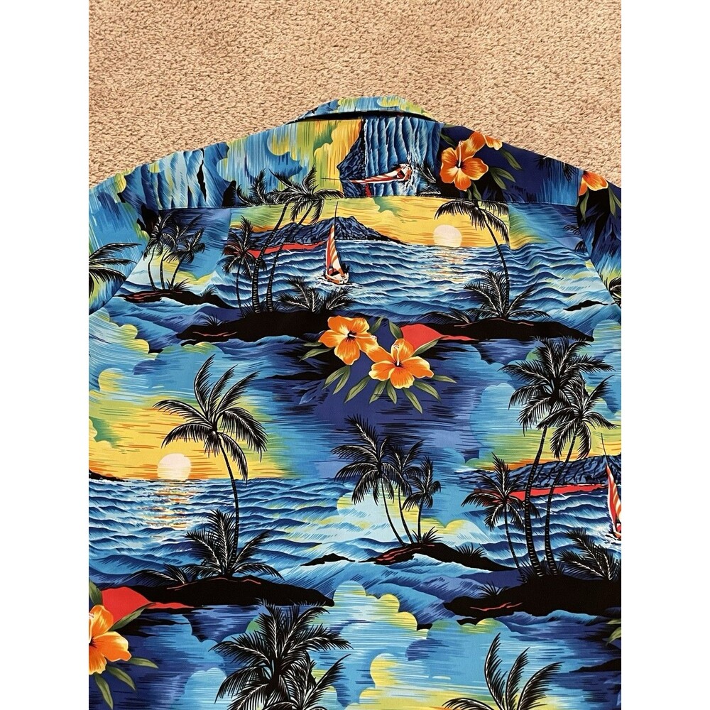 Vintage Kennington Ltd Shirt Mens Sz XL BlueHawaiian Aloha Beach Print Button Up - Picture 3 of 6